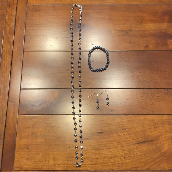 Handmade sterling silver wrapped crystal set - Picture 2 of 7